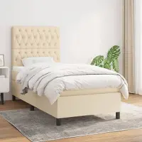 Prolenta Maison Exclusive: Base de cama con somier y colchón, color crema, 90x200 cm, material: textil