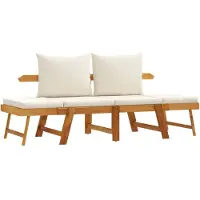 vidaXL Banco de jardín con cojín, 2 en 1, de madera maciza de acacia