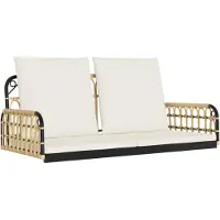 vidaXL Silla colgante de con cojín, 105x58x38 cm, fabricada en ratán sintético y acero
