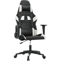 Syfax Silla gaming de masaje cuero sintético negro y blanco