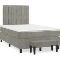 Syfax Cama box spring con colchón terciopelo gris claro 120x200 cm