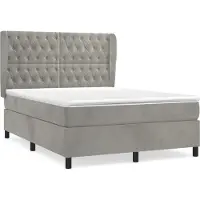 Syfax Cama box spring con colchón terciopelo gris claro 140x190 cm