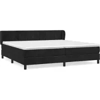 Syfax Cama box spring con colchón terciopelo negro 200x200 cm