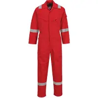 Portwest FR28: Mono ligero y antiestático, 280 g, color rojo, talla XL