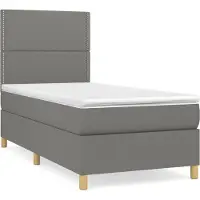 Syfax Cama box spring con colchón tela gris oscuro 90x190 cm