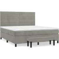 Syfax Cama box spring con colchón terciopelo gris claro 160x200 cm