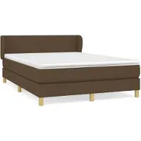 Syfax Cama box spring con colchón tela marrón oscuro 140x190 cm