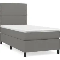 Syfax Cama box spring con colchón tela gris oscuro 100x200 cm