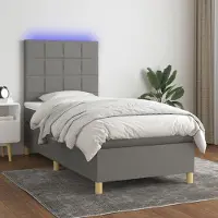 Prolenta Maison Exclusive: Base de cama con somier, colchón y luces LED, color gris oscuro, 100x200 cm, material: textil