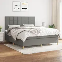 Prolenta Maison Exclusive - Base de cama con somier y colchón, color gris oscuro, 160x200 cm, tejido
