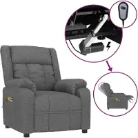 Syfax Sillón de masaje eléctrico tela gris oscuro