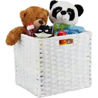 Relaxdays Cesta de almacenamiento , cesta cuadrada de polipropileno para baño y habitación infantil, cesta trenzada para estantería, 31x32x30 cm, blanca