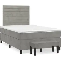 Syfax Cama box spring con colchón terciopelo gris claro 120x200 cm
