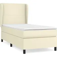 Syfax Cama box spring con colchón cuero sintético crema 100x200 cm