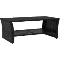 Syfax Mesa de centro negra 100x50x40 cm ratán sintético