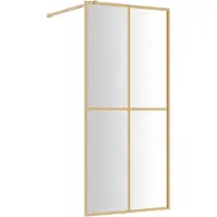 Syfax Mampara puerta de ducha vidrio transparente ESG dorado 90x195cm