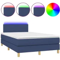Syfax Cama box spring con colchón y LED tela azul 120x200 cm
