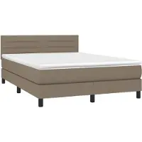 Syfax Cama box spring con colchón tela gris taupe 140x200 cm