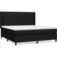 Syfax Cama box spring con colchón tela negro 180x200 cm