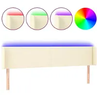 Syfax Cabecero con LED cuero sintético crema 163x16x78/88 cm
