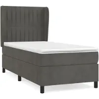 Syfax Cama box spring con colchón terciopelo gris oscuro 90x200 cm