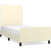 Syfax Estructura de cama sin colchón cuero sintético crema 90x190 cm