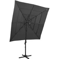 Prolenta Maison Exclusive: Parasol con mástil de aluminio, 4 capas, color antracita, 250x250 cm