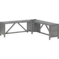 The Living Store Banco de esquina para jardín de la marca Living Store, con maceta integrada, de 117 cm de altura, fabricado en madera de acacia maciza, color gris