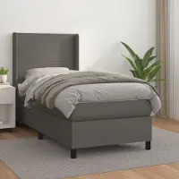 Prolenta Maison Exclusive - Base de cama con somier y colchón, color gris, 90x190 cm, tapizada en cuero sintético