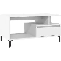 Syfax Mesa de centro madera contrachapada blanca 90x49x45 cm