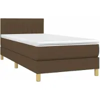 Syfax Cama box spring con colchón tela marrón oscuro 90x190 cm