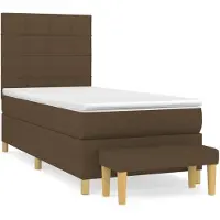 Syfax Cama box spring con colchón tela marrón oscuro 90x190 cm