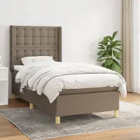 Prolenta Maison Exclusive: Base de cama con somier y colchón color taupe, 100 x 200 cm, de tejido
