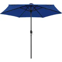 Syfax Sombrilla de jardín luces LED palo de aluminio azul 270 cm