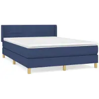 Syfax Cama box spring con colchón tela azul 140x200 cm