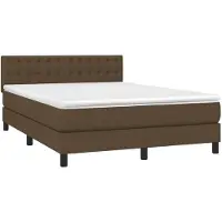 Syfax Cama box spring con colchón tela marrón oscuro 140x200 cm