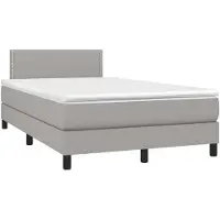 Syfax Cama box spring con colchón tela gris claro 120x200 cm