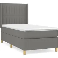 Syfax Cama box spring con colchón tela gris oscuro 90x200 cm