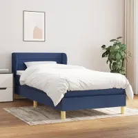 Prolenta Maison Exclusive: Base de cama con somier y colchón, color azul, 100x200 cm, tapizada