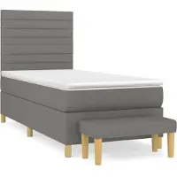 Syfax Cama box spring con colchón tela gris oscuro 80x200 cm
