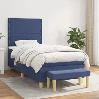 Prolenta Maison Exclusive: Base de cama con somier y colchón, color azul, 100x200 cm, tapizada