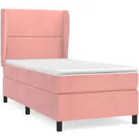 Syfax Cama box spring con colchón terciopelo rosa 80x200 cm
