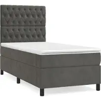 Syfax Cama box spring con colchón terciopelo gris oscuro 100x200 cm