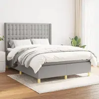 Prolenta Maison Exclusive - Base de cama con somier y colchón, color gris claro, 140 x 200 cm, tejido