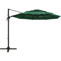 Syfax Sombrilla jardín de 4 niveles con palo de aluminio verde 3x3 cm