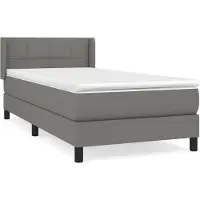 Syfax Cama box spring con colchón tela gris oscuro 100x200 cm