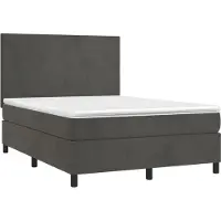 Syfax Cama box spring con colchón terciopelo gris oscuro 140x200 cm