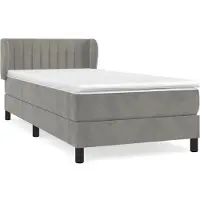 Syfax Cama box spring con colchón terciopelo gris claro 100x200 cm