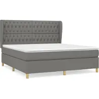 Syfax Cama box spring con colchón tela gris oscuro 180x200 cm