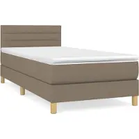 Syfax Cama box spring con colchón tela gris taupe 90x190 cm